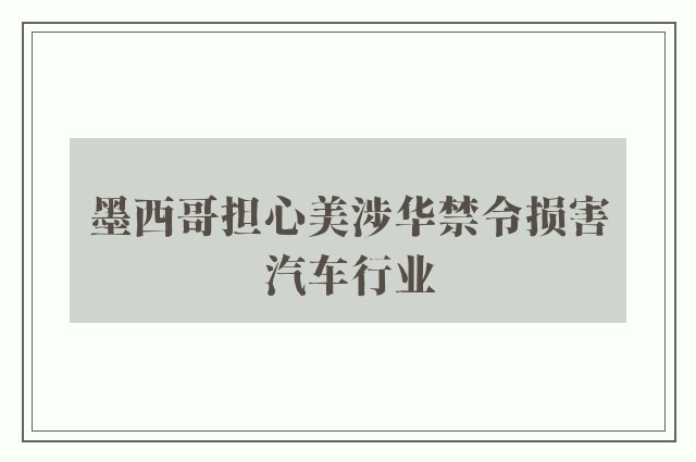 墨西哥担心美涉华禁令损害汽车行业