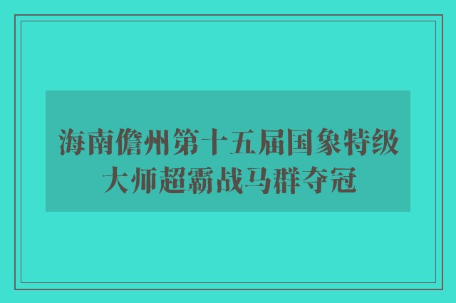 海南儋州第十五届国象特级大师超霸战马群夺冠