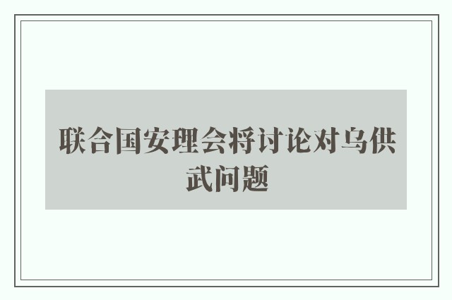 联合国安理会将讨论对乌供武问题