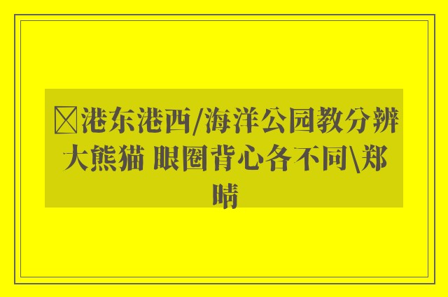 ﻿港东港西/海洋公园教分辨大熊猫 眼圈背心各不同\郑晴