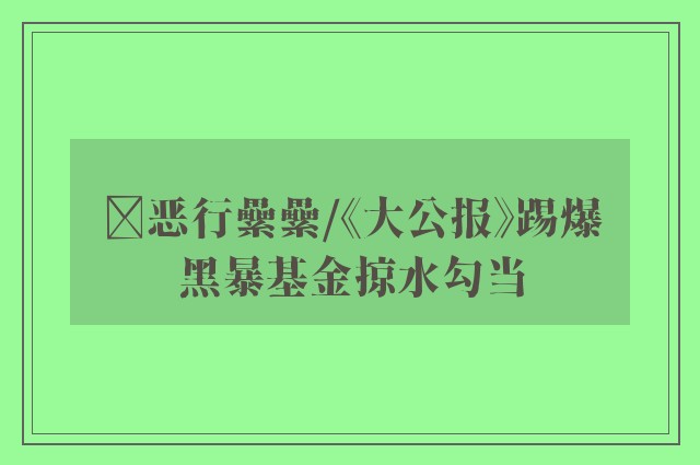 ﻿恶行纍纍/《大公报》踢爆黑暴基金掠水勾当