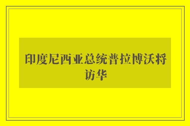 印度尼西亚总统普拉博沃将访华