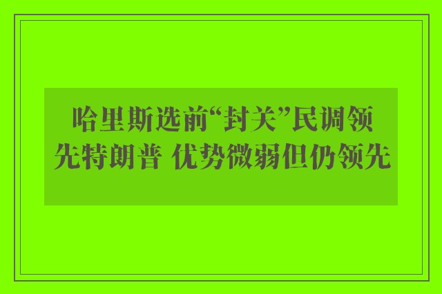 哈里斯选前“封关”民调领先特朗普 优势微弱但仍领先