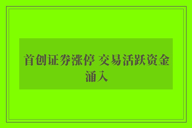 首创证券涨停 交易活跃资金涌入