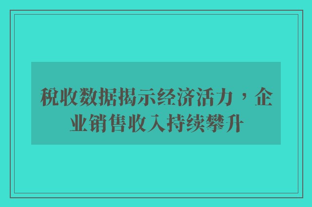 税收数据揭示经济活力，企业销售收入持续攀升