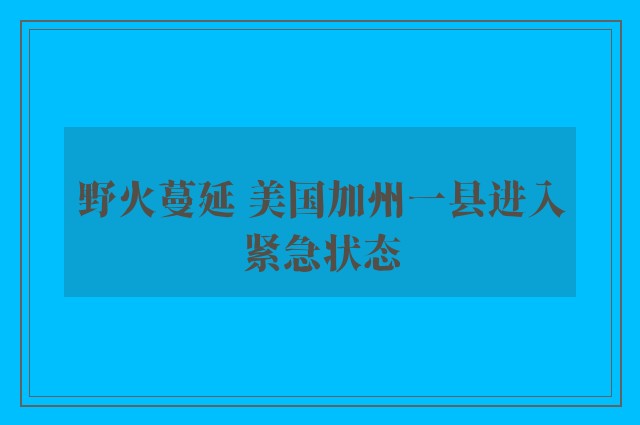 野火蔓延 美国加州一县进入紧急状态