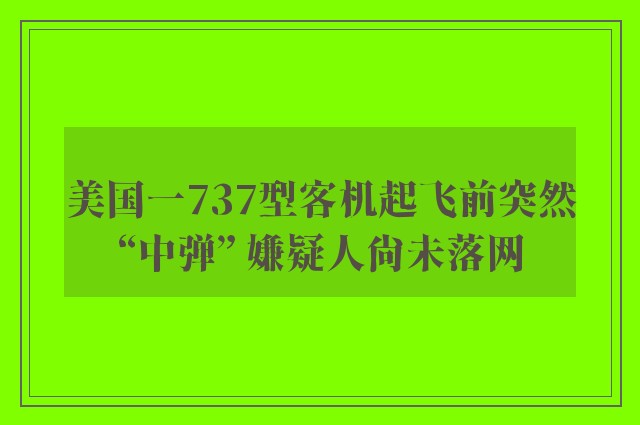 美国一737型客机起飞前突然“中弹” 嫌疑人尚未落网