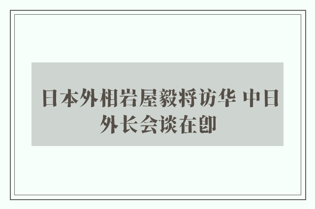 日本外相岩屋毅将访华 中日外长会谈在即