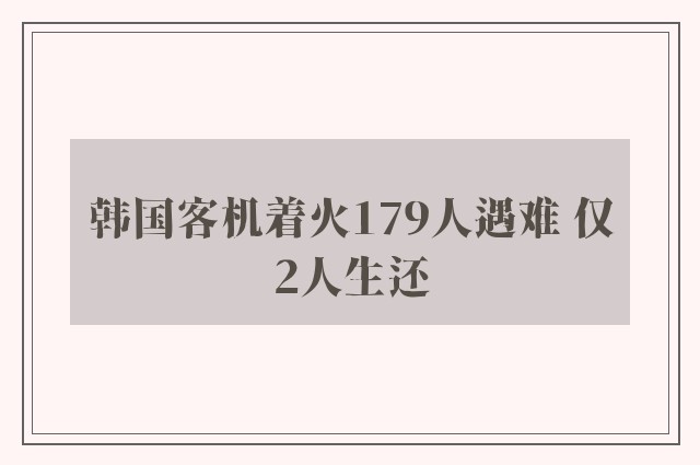 韩国客机着火179人遇难 仅2人生还