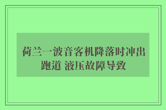 荷兰一波音客机降落时冲出跑道 液压故障导致