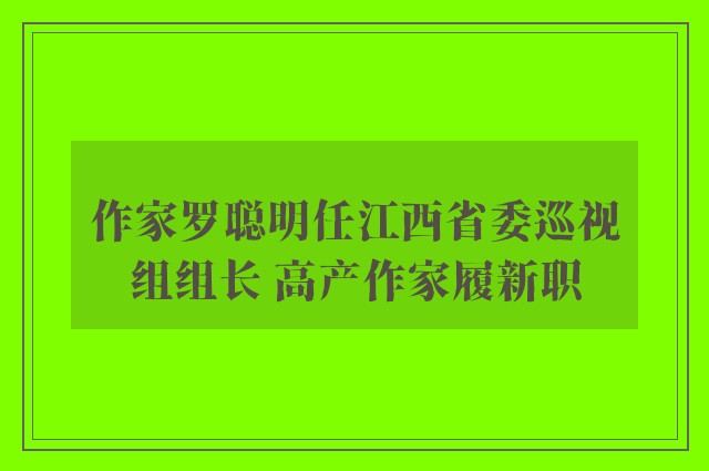 作家罗聪明任江西省委巡视组组长 高产作家履新职