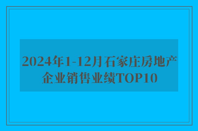 2024年1-12月石家庄房地产企业销售业绩TOP10