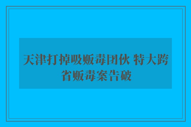 天津打掉吸贩毒团伙 特大跨省贩毒案告破