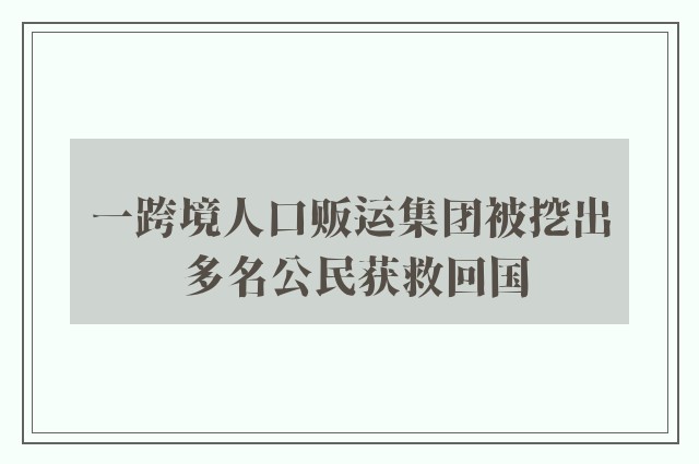 一跨境人口贩运集团被挖出 多名公民获救回国