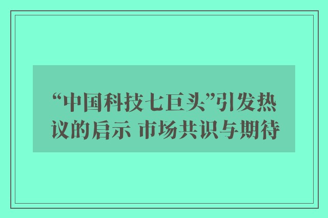 “中国科技七巨头”引发热议的启示 市场共识与期待