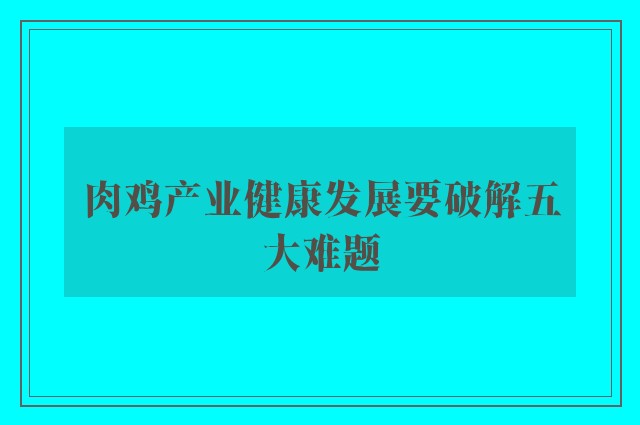 肉鸡产业健康发展要破解五大难题